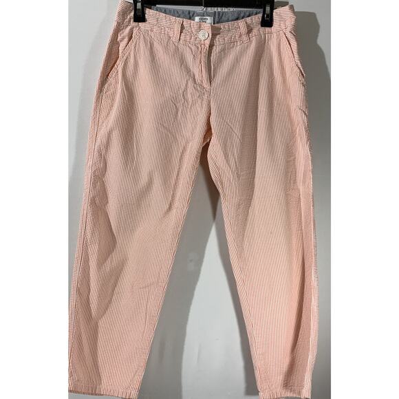 Crown & Ivy Seersucker Cropped Pants Womens 4 Pink White - Picture 1 of 9